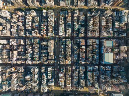 Top down view of Hong Kong cityの写真素材