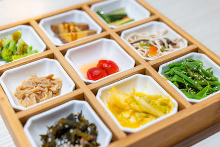 Stack of appetizer in chinese restaurantの写真素材