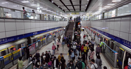 Taipei, Taiwan, 14 March 2022: Zhongxiao Xinsheng metro station in Taipei cityのeditorial素材