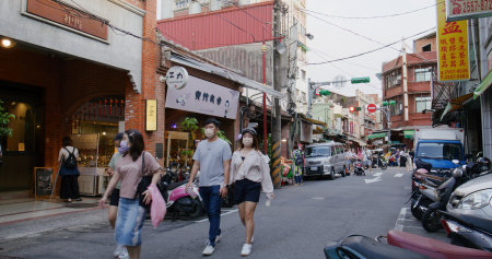 Taipei, Taiwan, 22 March 2022: Holiday market in dihua street of taipei cityのeditorial素材
