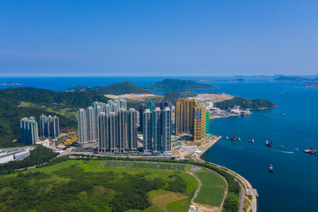 Tseung Kwan O, Hong Kong 19 May 2020: Top view of Hong Kong cityのeditorial素材