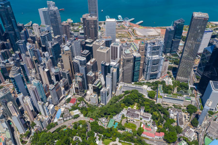 Central, Hong Kong 15 July 2020: Top view of Hong Kong cityのeditorial素材