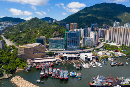 Sai Wan Ho, Hong Kong 20 June 2020: Aerial view of Hong Kong cityのeditorial素材