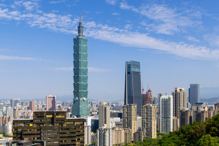 Taipei, Taiwan 10 April 2022: Taipei city skylineのeditorial素材