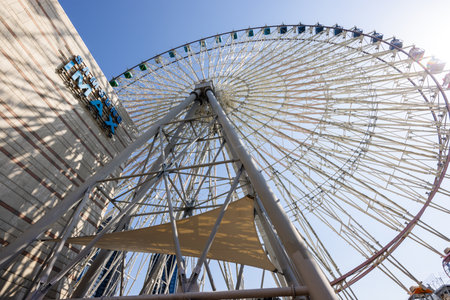 Taipei, Taiwan, 24 March 2022: Miramar Entertainment Park with ferris wheelのeditorial素材