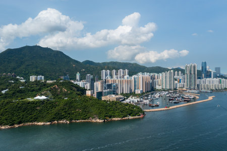 Sai Wan Ho, Hong Kong 06 September 2022: Aerial view of Hong Kong cityのeditorial素材