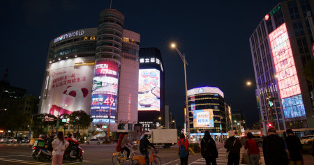 Taipei, Taiwan 02 March 2022: Ximending at night in Taipei cityのeditorial素材