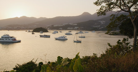 Sai Kung seaside at sunsetの写真素材