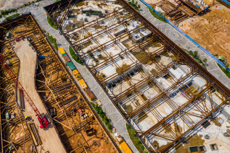 Kai Tak, Hong Kong 12 May 2019: Top view of Hong Kong construction site