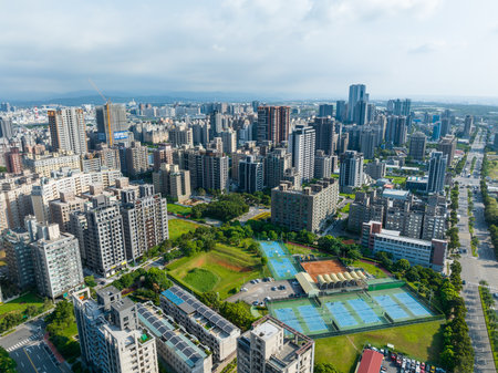 Lin Kou, Taiwan, 12 July 2022: Top view of Lin Kou cityのeditorial素材