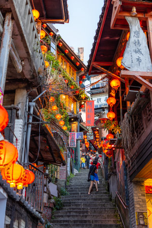 Jiufen, Taiwan 07 August 2022: Jiufen old street of taiwanのeditorial素材