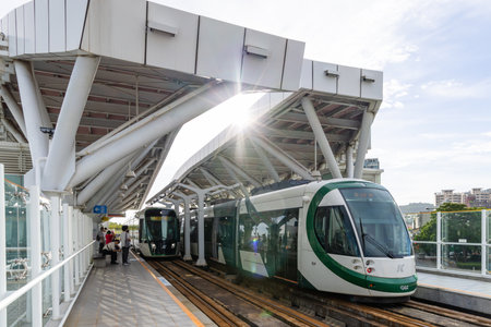 Kaohsiung, Taiwan, 27 August 2022: Hamasen light rail station in Kaohsiung of Taiwan