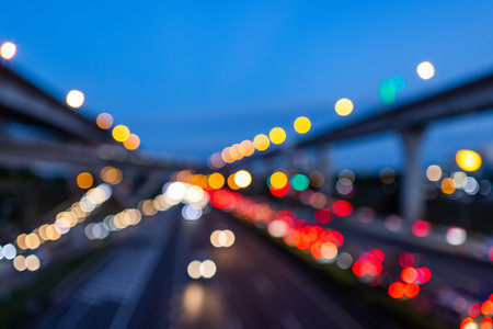 Blur view of the city traffic at nightの写真素材