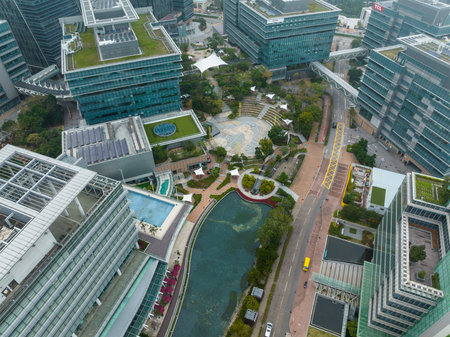 Pak Shek Kok, Hong Kong 07 February 2022: Top view of Hong Kong science parkのeditorial素材