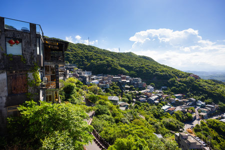 Taiwan Jiufen village on the mountainのeditorial素材