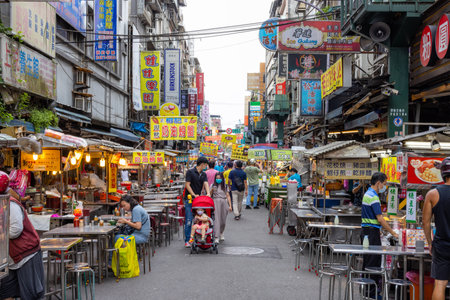 Keelung, Taiwan 10 June 2022: Keelung Miaokou Night Market