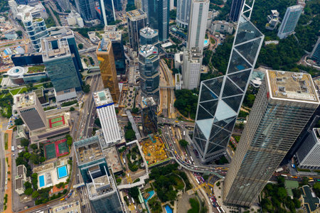 Central, Hong Kong 22 September 2019: Top view Hong Kong city