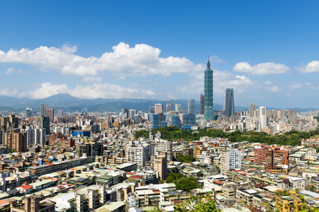 Taipei, Taiwan 28 September 2022: Taipei downtown city landmarkの写真素材