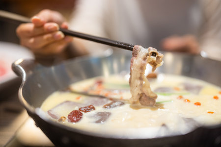 Taiwan mala spicy duck blood hot potの写真素材