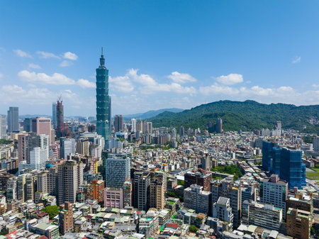 Taipei city skyline in Taiwanの写真素材