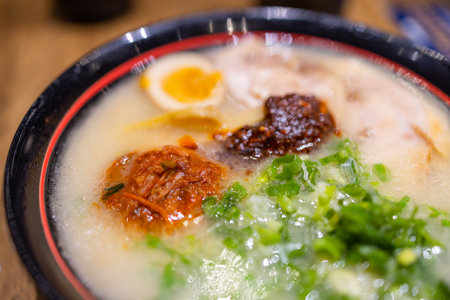 Traditional Japanese spicy ramen bowlの写真素材