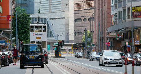 Wan Chai, Hong Kong 06 September 2020: Hong Kong city streetのeditorial素材