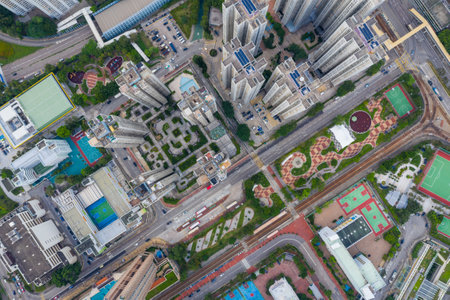 Tuen Mun, Hong Kong 26 September 2020: Top view of Hong Kong cityのeditorial素材