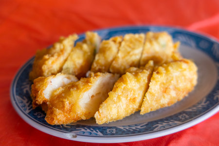 Crispy fried fish roll snackの写真素材