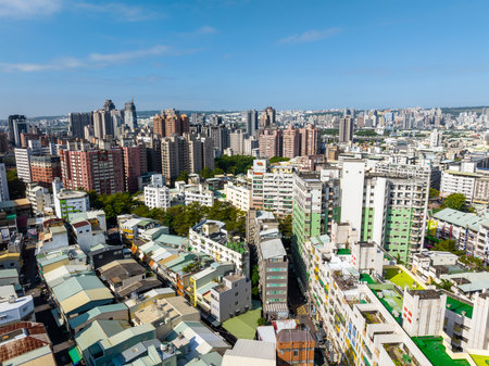 Taichung, Taiwan: Aerial view of Taichung cityの写真素材