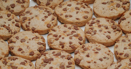Chocolate chip cookies on plate