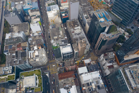 Kwun Tong, Hong Kong 27 February 2020: Top view of Hong Kong cityのeditorial素材