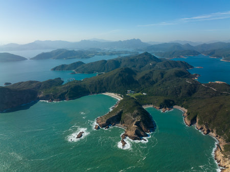 Aerial view of Hong Kong Sai Kung landscapeの写真素材