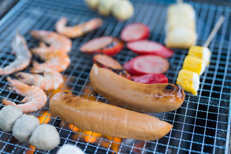 Hong Kong style bbq with different meatball and sausages