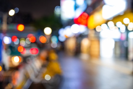 Blurred abstract city street light background.の写真素材