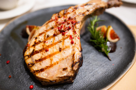 Pork fillet on the plateの写真素材