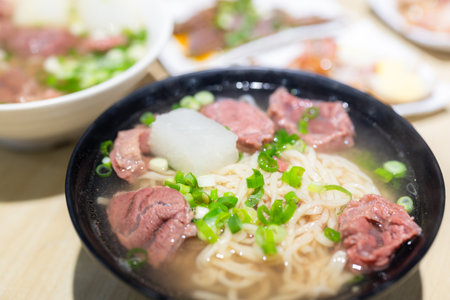 Soup dish with beef and noodles