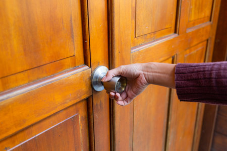 Open door lock at homeの写真素材