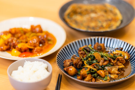 Family dinner dish at homeの写真素材