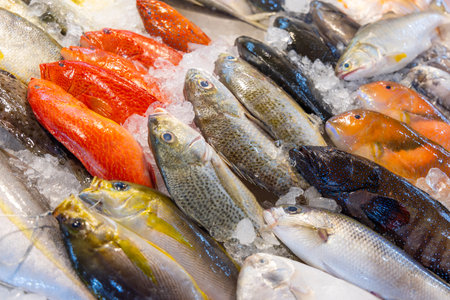 Fresh raw fish selling in wet market