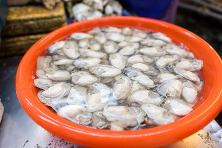 Oyster for sale in wet marketの写真素材