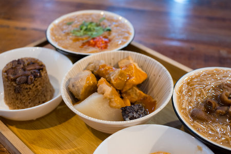 Traditional Taiwanese local street foodの写真素材