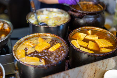 Taiwanese local food store with braised tofuの写真素材