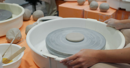 Prepare to make a clay pot in studioの写真素材