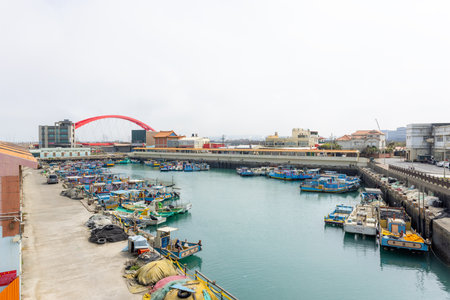 Taoyuan, Taiwan 01 March 2023: Zhuwei Fish Harbor port in Taoyuan cityのeditorial素材