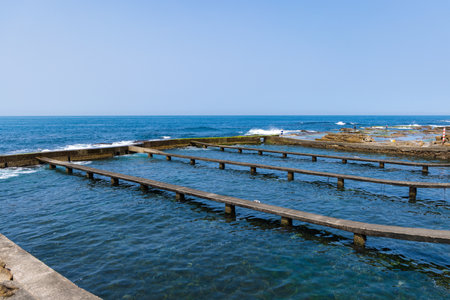 Abandon abalone breeding area over the sea in Taiwanの写真素材