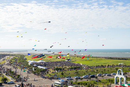 Hsinchu, Taiwan 10 September 2023: Hsinchu city international kite festival at seaside parkのeditorial素材