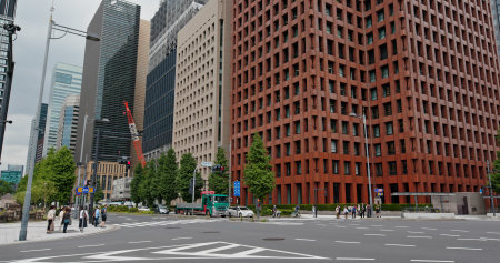 Tokyo, Japan 02 July 2019: Tokyo business districtのeditorial素材