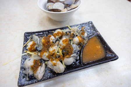 Taiwanese famous food cuisine oyster and clam soupの写真素材