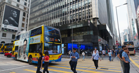 Central, Hong Kong 15 July 2019: Hong Kong city street