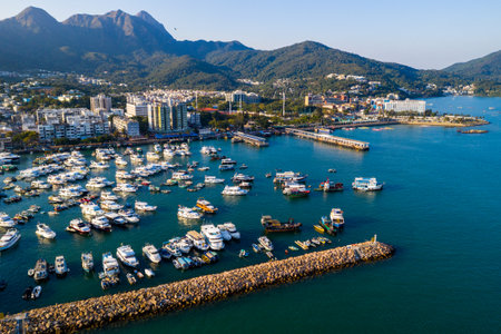 Sai Kung, Hong Kong 29 November 2019: Aerial view of Hong Kong yacht clubのeditorial素材